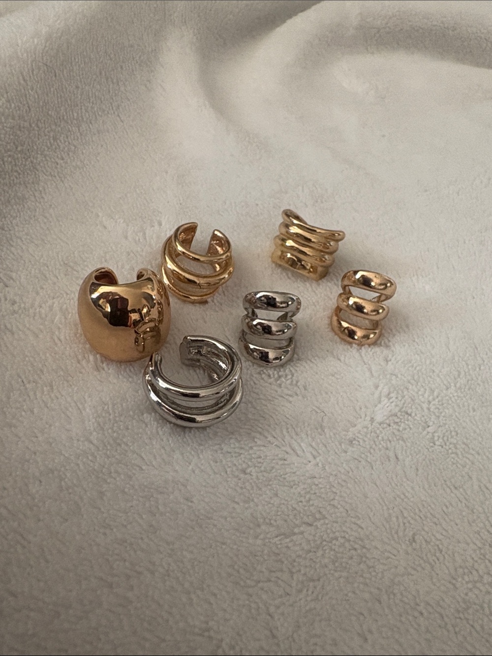 Set of 6 Gold & Silver Multi-Band Ear Cuffs